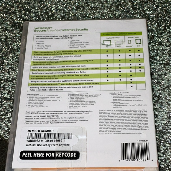 SEALED Webroot Secure Anywhere Advanced Security for PC, Mac Mobile Devices New - Picture 2 of 5